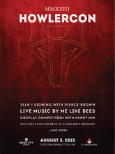 Load image into Gallery viewer, Poster with details of Howlercon 2023 and a Howler sigil in the background

